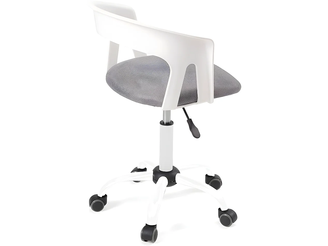 Chaise bureau roulettes accoudoir assise rembourée hauteur réglable pivotant AYA (blanc-gris)