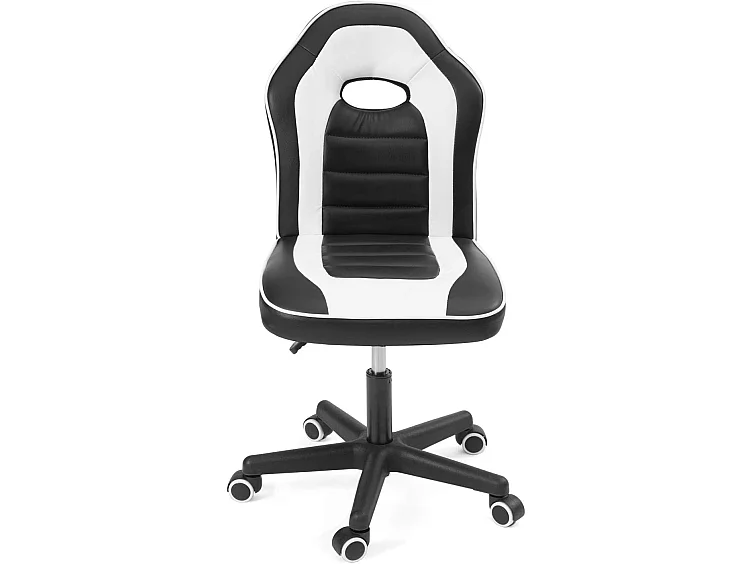 Chaise Bureau Gamer enfant simili cuir rembourré hauteur réglable pivotant roulettes BAM (Noir blanc)
