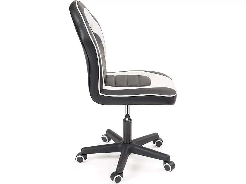 Chaise Bureau Gamer enfant simili cuir rembourré hauteur réglable pivotant roulettes BAM (Noir blanc)