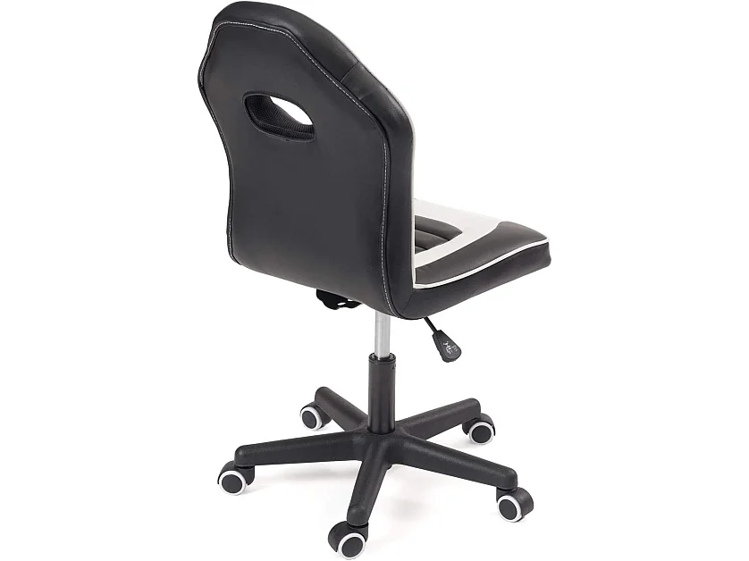 Chaise Bureau Gamer enfant simili cuir rembourré hauteur réglable pivotant roulettes BAM (Noir blanc)