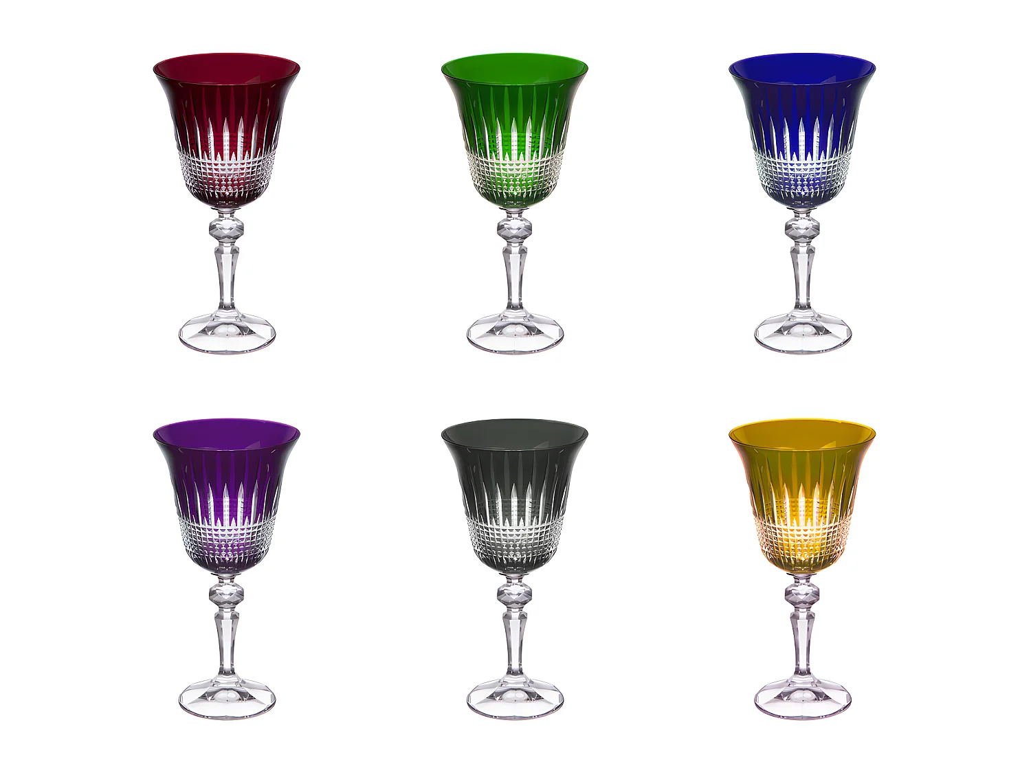 Coffret de 6 verres à pied 22 cl en cristallin taillé