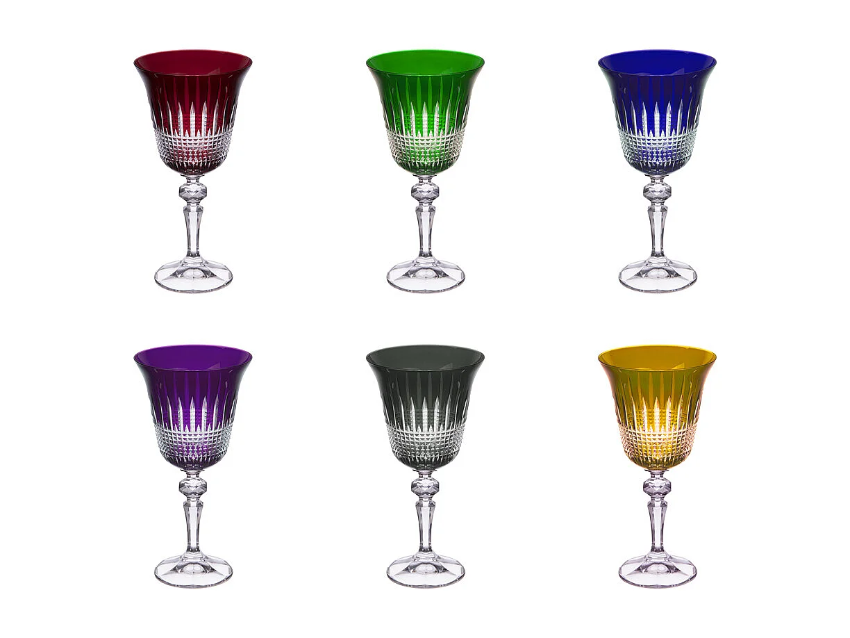 Coffret de 6 verres à pied 22 cl en cristallin taillé