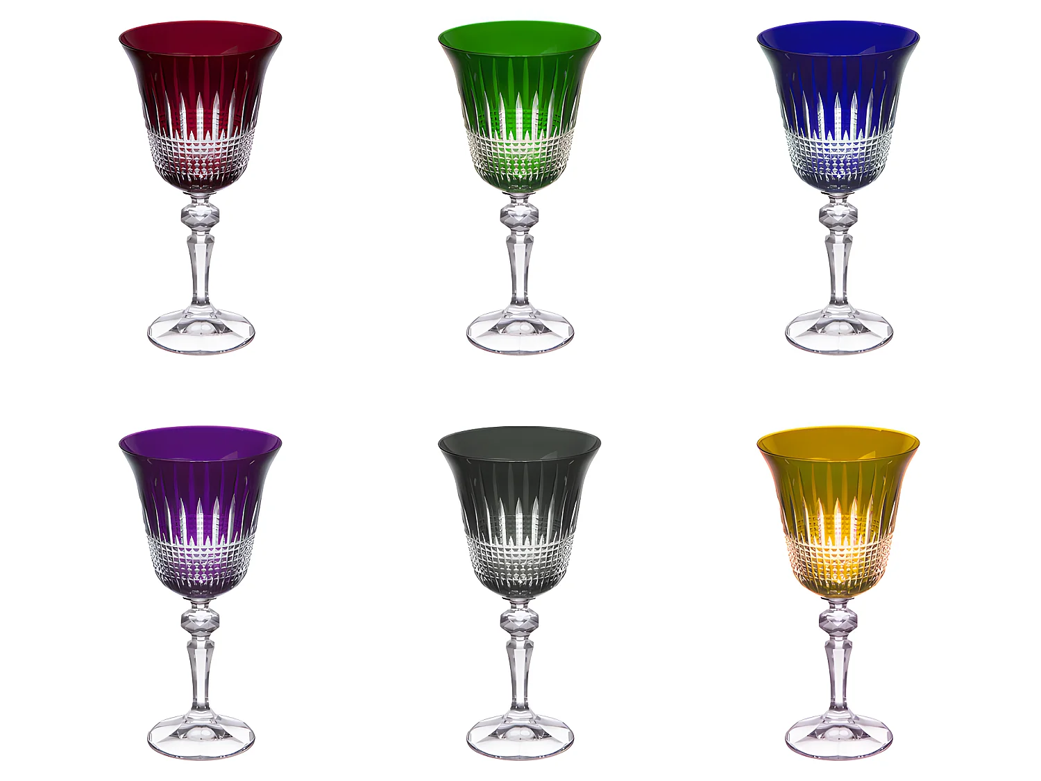 Coffret de 6 verres à pied 22 cl en cristallin taillé