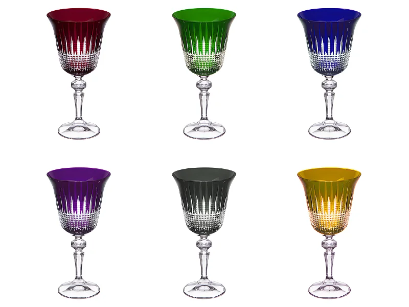 Coffret de 6 verres à pied 22 cl en cristallin taillé
