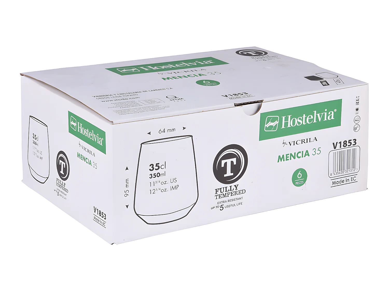 Boîte de 6 gobelets trempés  Mencia 35 cl