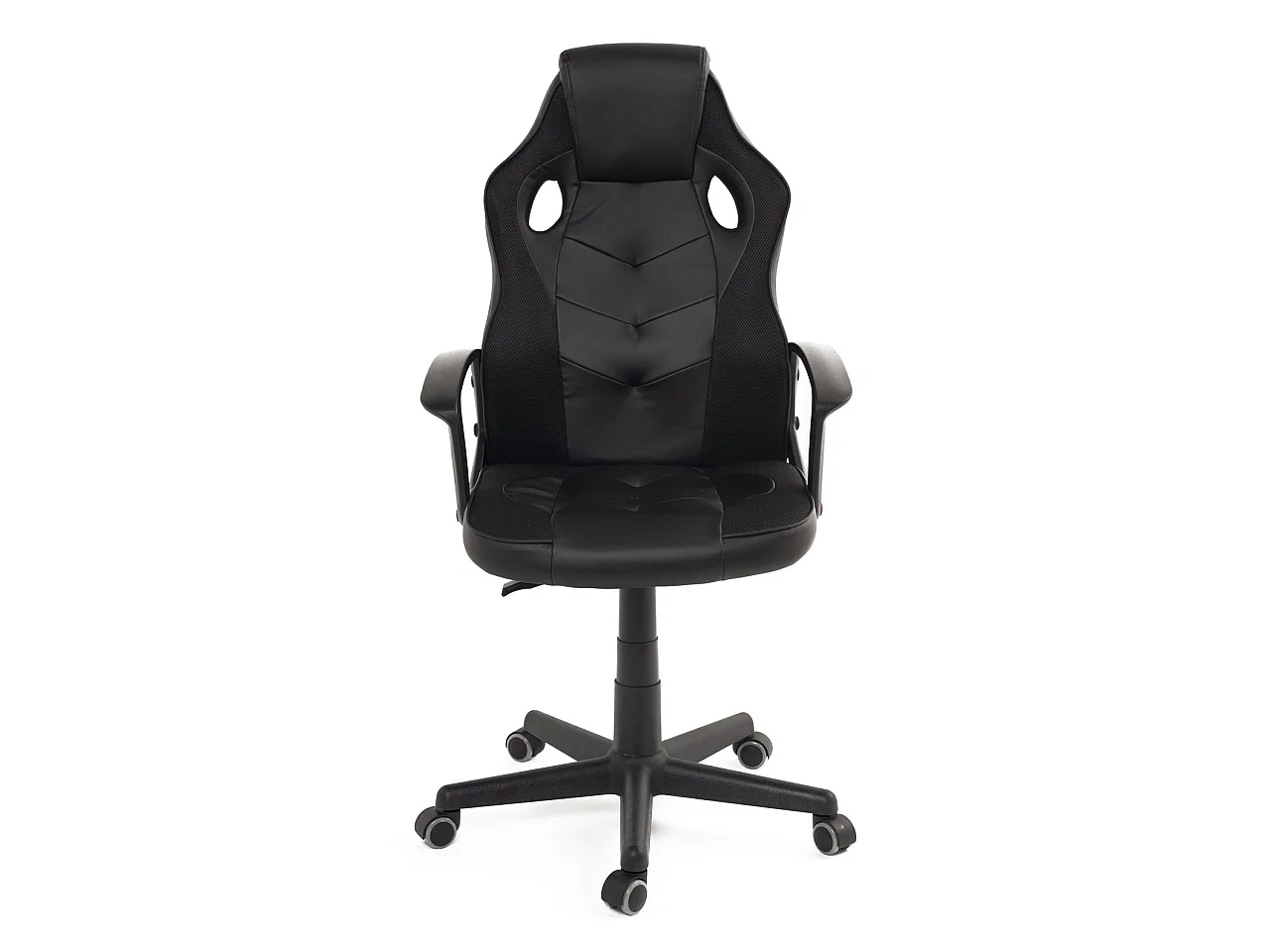 Silla Gamer junior, asiento de cuero sintético, doble acolchado, reposacabezas, altura ajustable, giratoria, ruedas suaves SENA-E (negro)