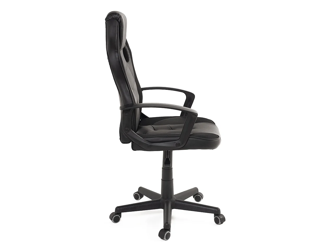 Silla Gamer junior, asiento de cuero sintético, doble acolchado, reposacabezas, altura ajustable, giratoria, ruedas suaves SENA-E (negro)
