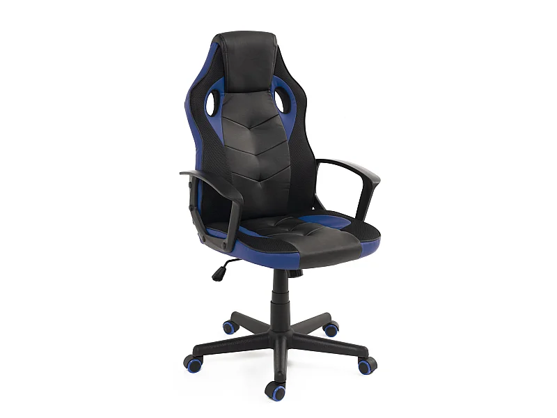 Chaise gaming SENA, Style racing, dossier inclinable, pivotant (noir bleu)