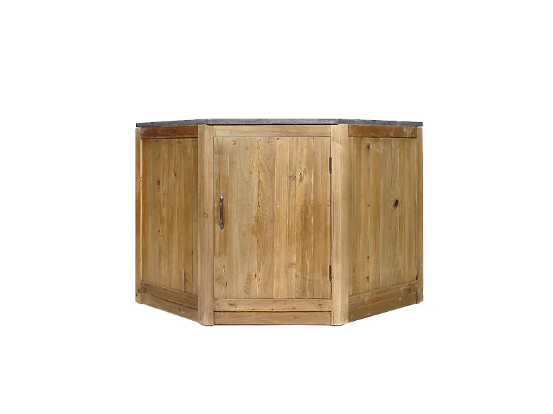 Mueble de Esquina Rústico de Madera Reciclada con Puerta y Estante para Cocina - Estilo Industrial