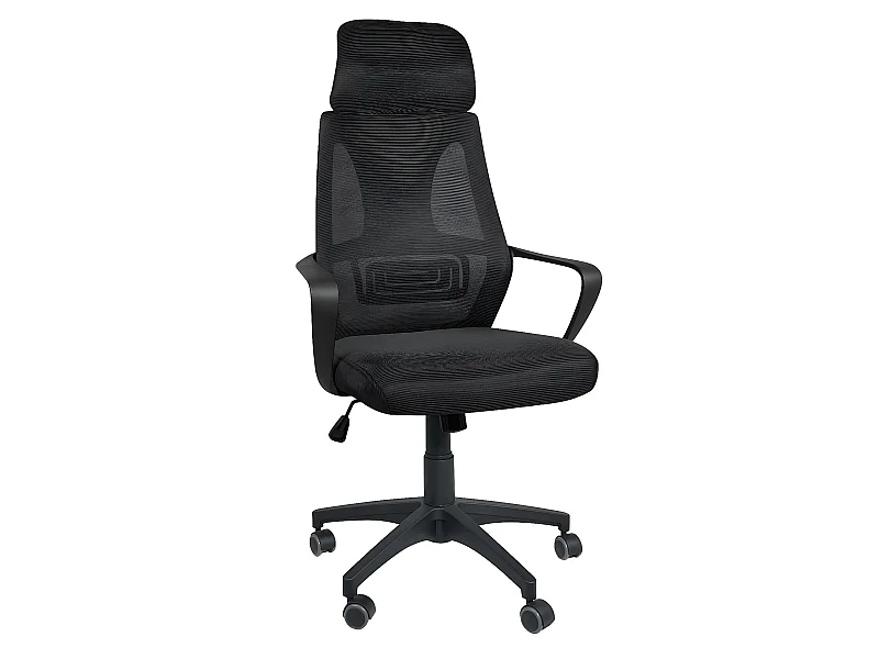 Fauteuil Bureau ergonomique siège basculant appuie tête hauteur réglable renfort lombaire FAMA+ (noir)