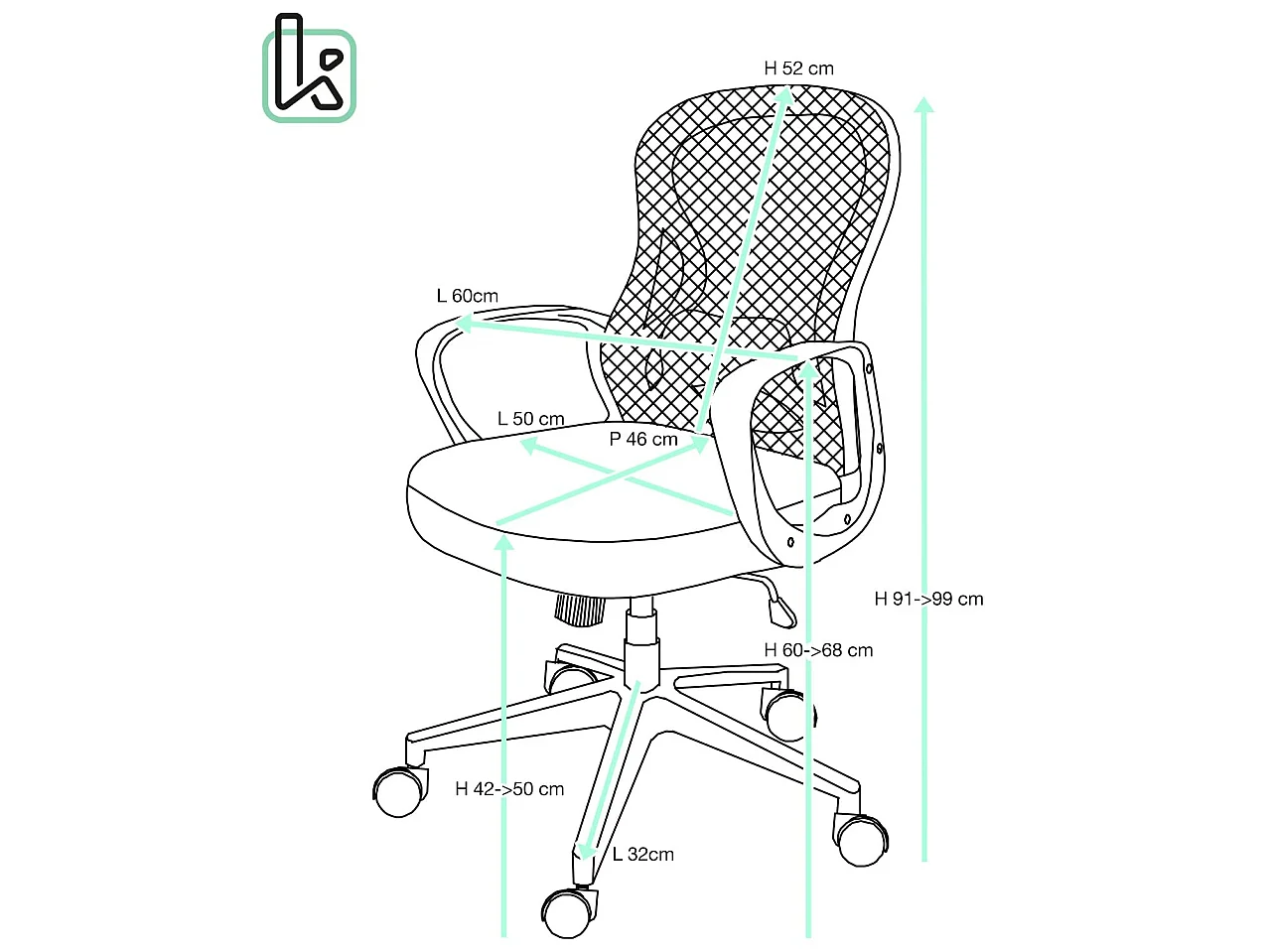 Chaise bureau ergonomique siège basculant renfort lombaire hauteur réglable pivotant FEST (noir blanc)
