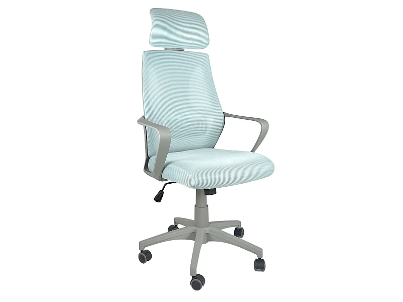 Fauteuil Bureau ergonomique siège basculant appuie tête hauteur réglable renfort lombaire FAMA+ (bleu gris)
