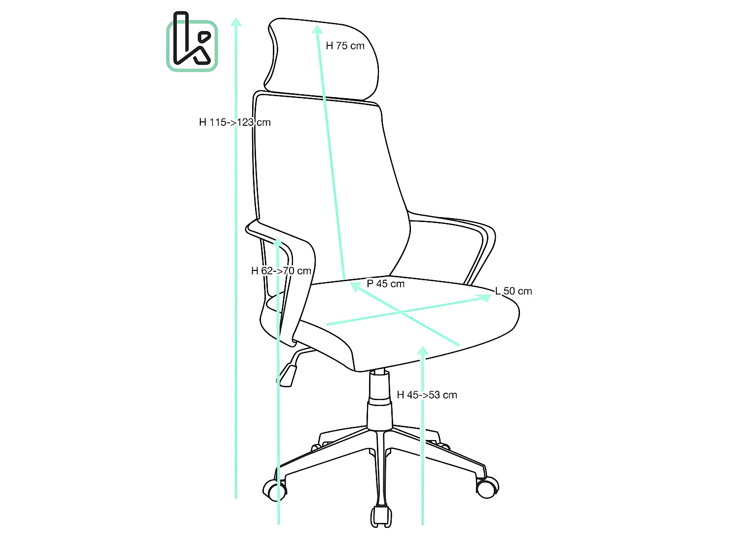 Fauteuil Bureau ergonomique siège basculant appuie tête hauteur réglable renfort lombaire FAMA+ (bleu gris)