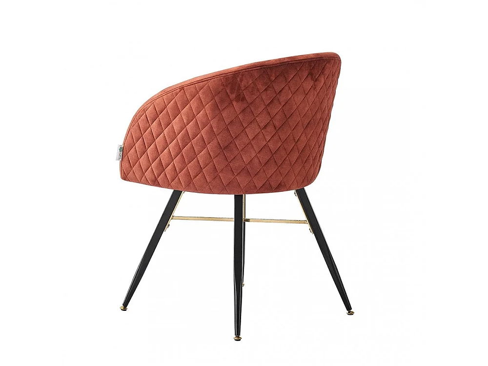 VITTORIO - Fauteuil Chaise de Salle à Manger en Velours - Pieds Noirs et Dorés en Acier Inoxydable - Terracotta