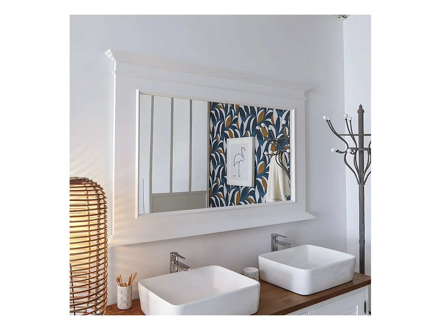 Miroir en bois de pin blanc Manel