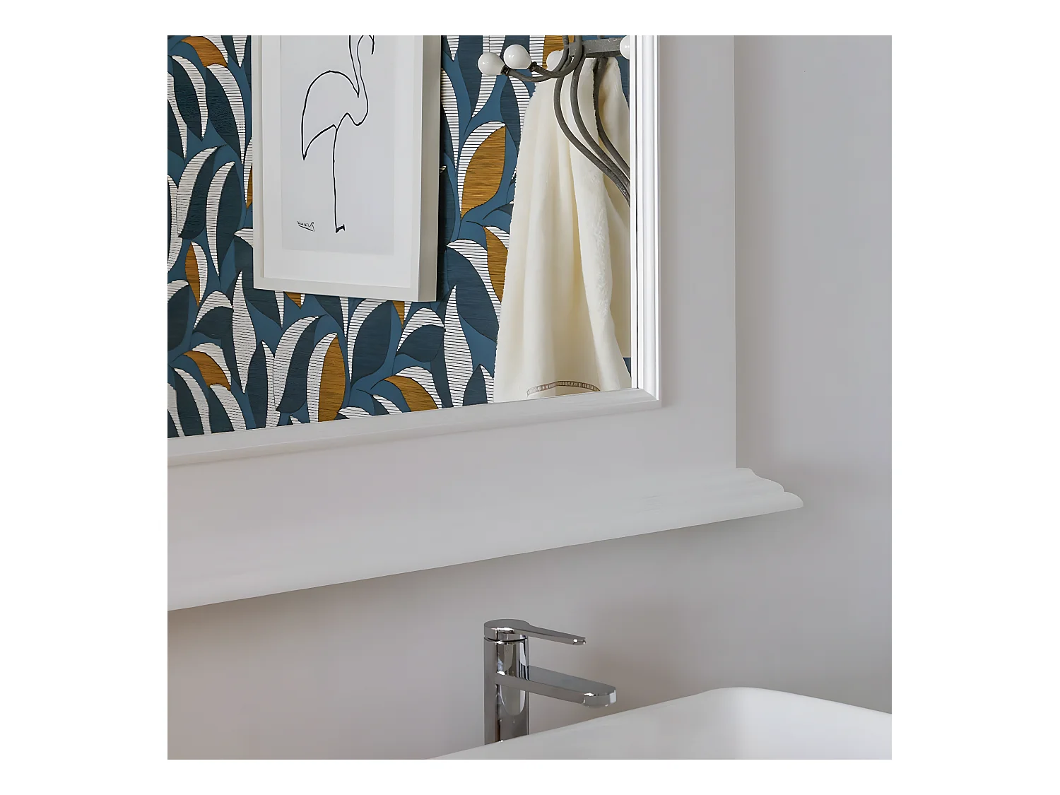 Miroir en bois de pin blanc Manel