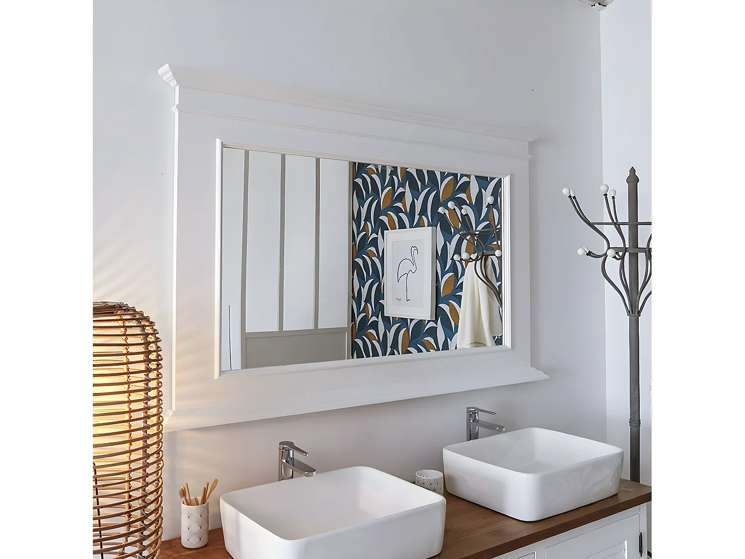 Miroir en bois de pin blanc Manel