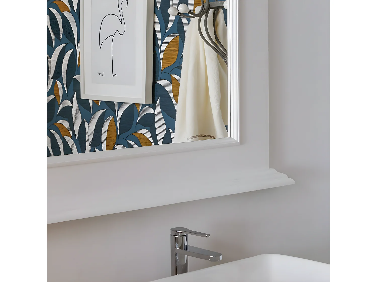 Miroir en bois de pin blanc Manel