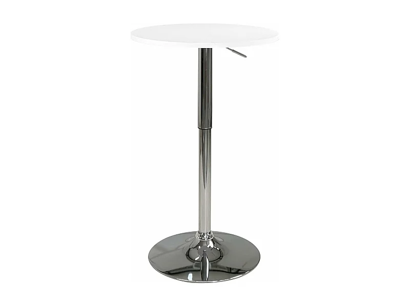Table de Bar Haute Ø60 cm – Mange-Debout hauteur réglable et Pivotant SETI (Blanc)