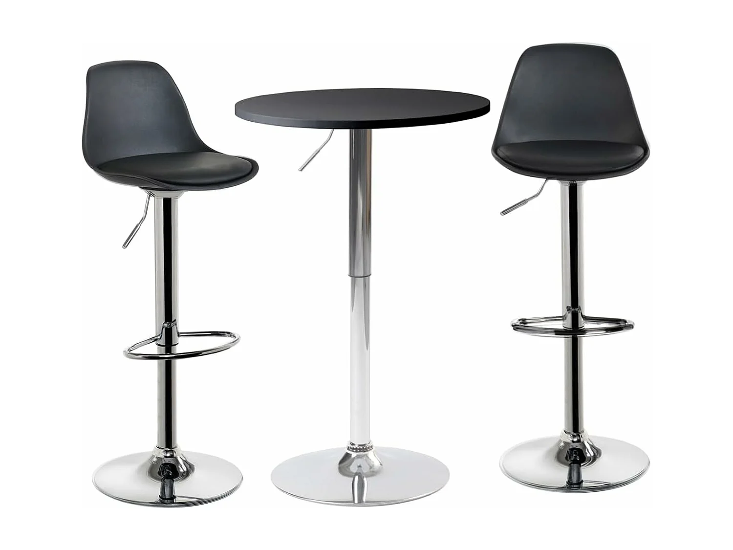 Table de Bar Haute Ø60 cm – Mange-Debout hauteur réglable et Pivotant SETI (Noir)