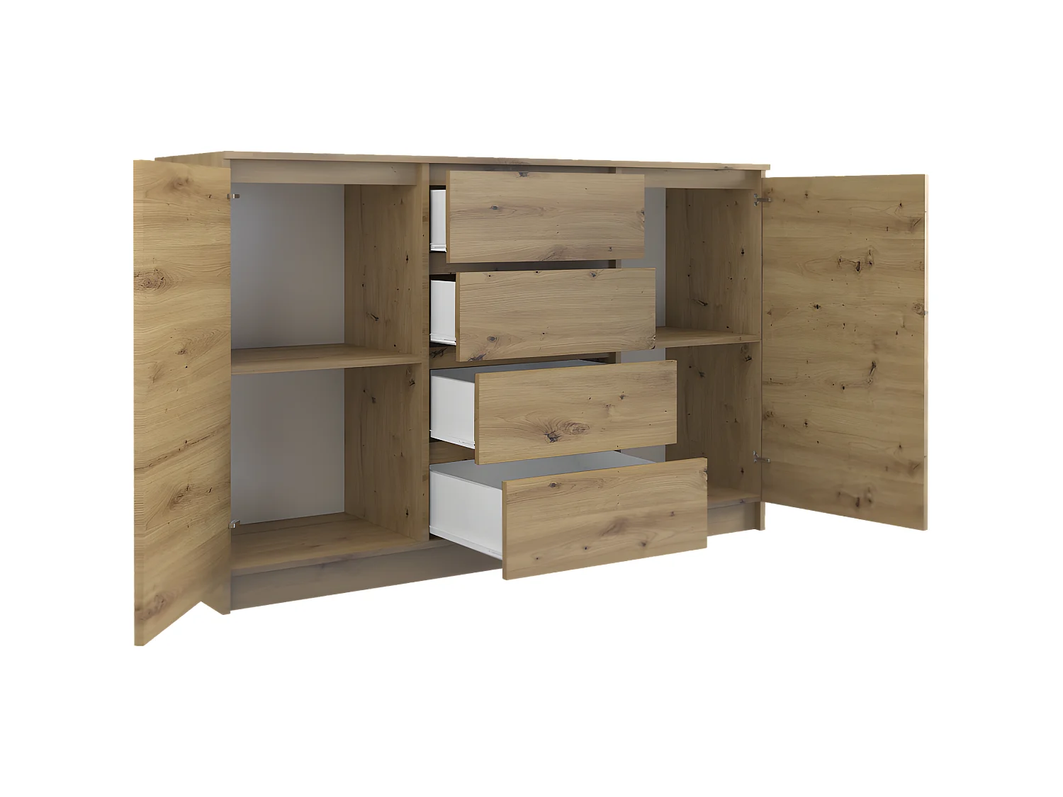 PARME 140 | Commode spacieuse moderne 97x140x40 cm | 2 portes + 4 tiroirs | Meuble rangement chambre salon chambre d'enfant