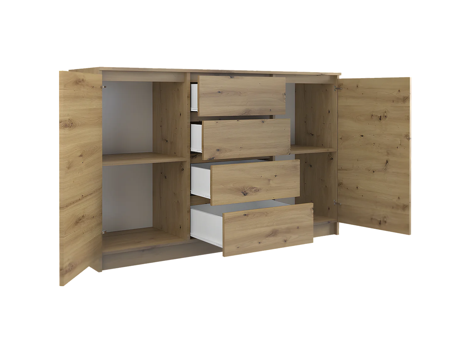 PARME 140 - Cómoda  espaciosa moderna 97x140x40 cm - 2 puertas + 4 cajones - Mueble de almacenaje para dormitorio sala de estar habitación infantil