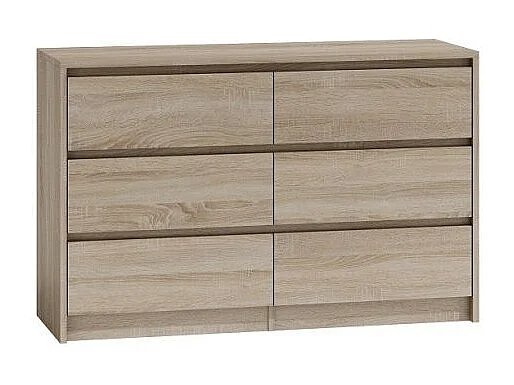 IRIS 120 - Commode de chambre - 6 tiroirs - 120x40x75cm  - Meuble de rangement - Style Scandinave - Aspect bois
