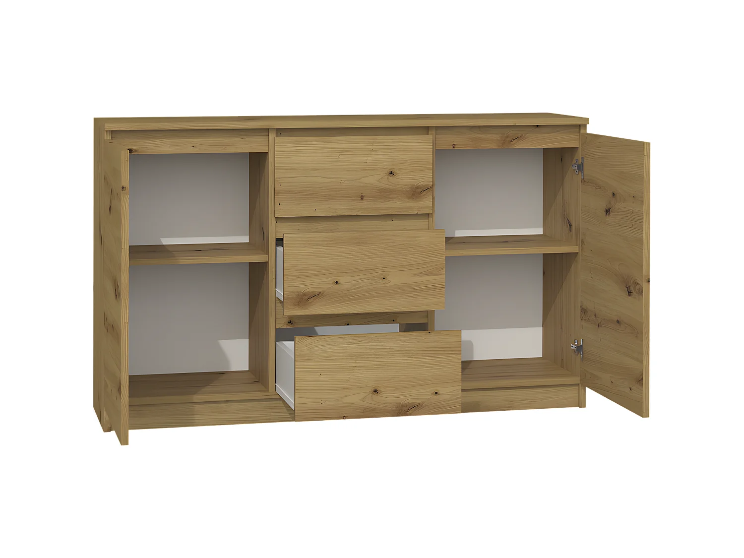 CAZAR | Cómoda  moderna 2 puertas + 3 cajones dormitorio / salón / oficina | Dimensiones: 75x120x40 | Diseño minimalista | Mobiliario funcional