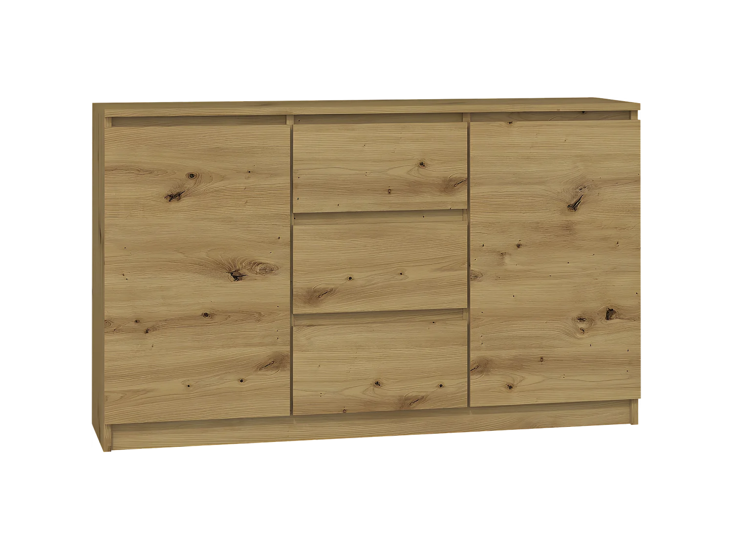 CAZAR | Cassettiera moderna 2 ante + 3 cassetti camera/soggiorno/ufficio | Dimensioni: 75x120x40 | Design minimalista | Mobili funzionali