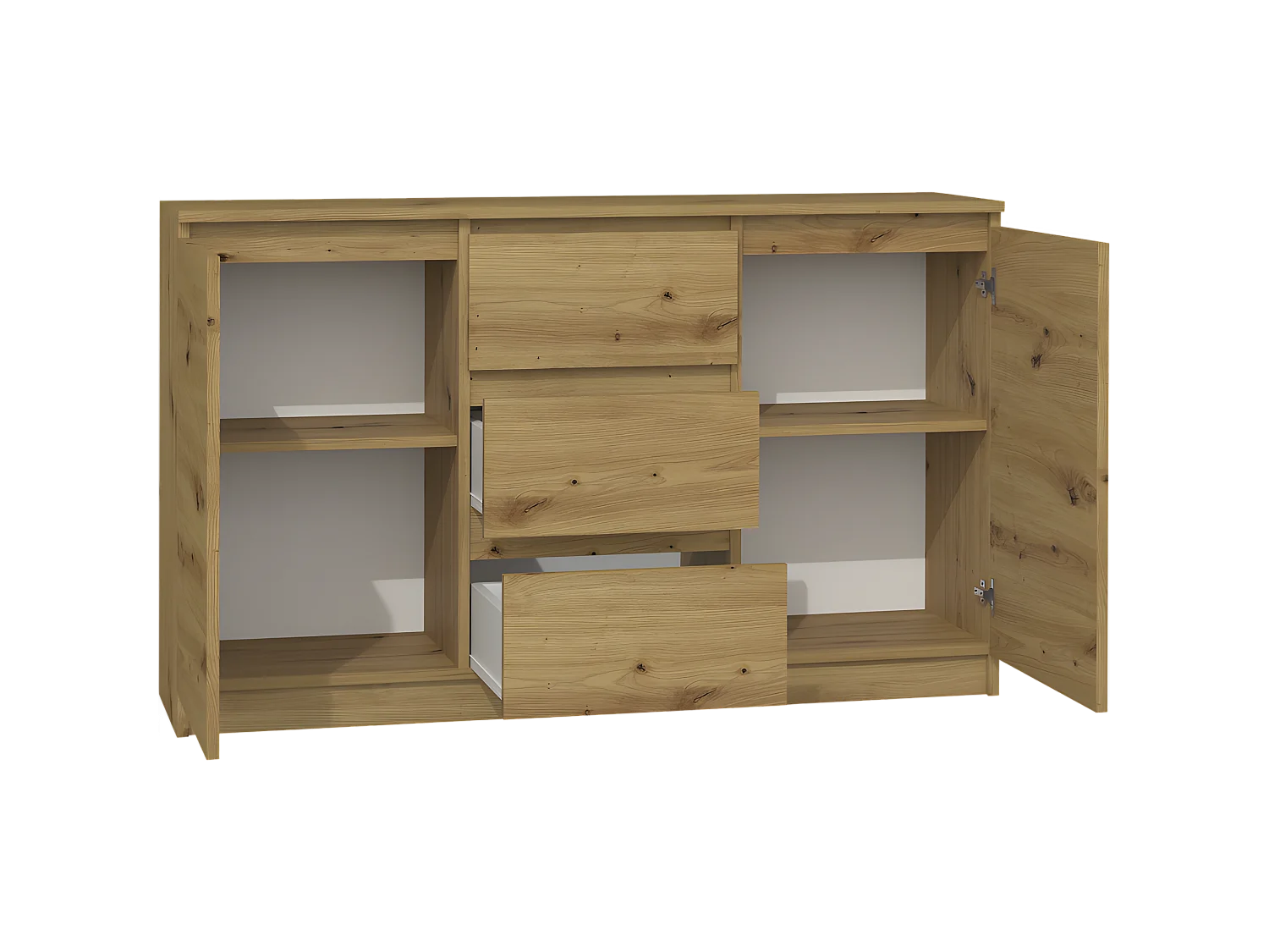 CAZAR | Cassettiera moderna 2 ante + 3 cassetti camera/soggiorno/ufficio | Dimensioni: 75x120x40 | Design minimalista | Mobili funzionali