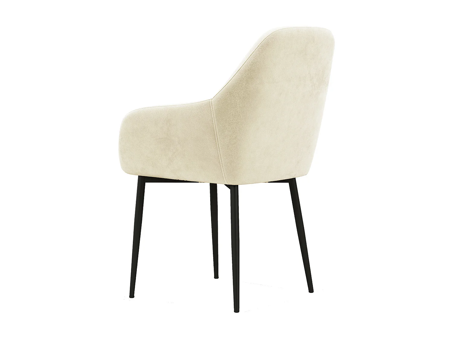 GABIN-Fauteuil de table en Velours Vanille et métal noir (x2)