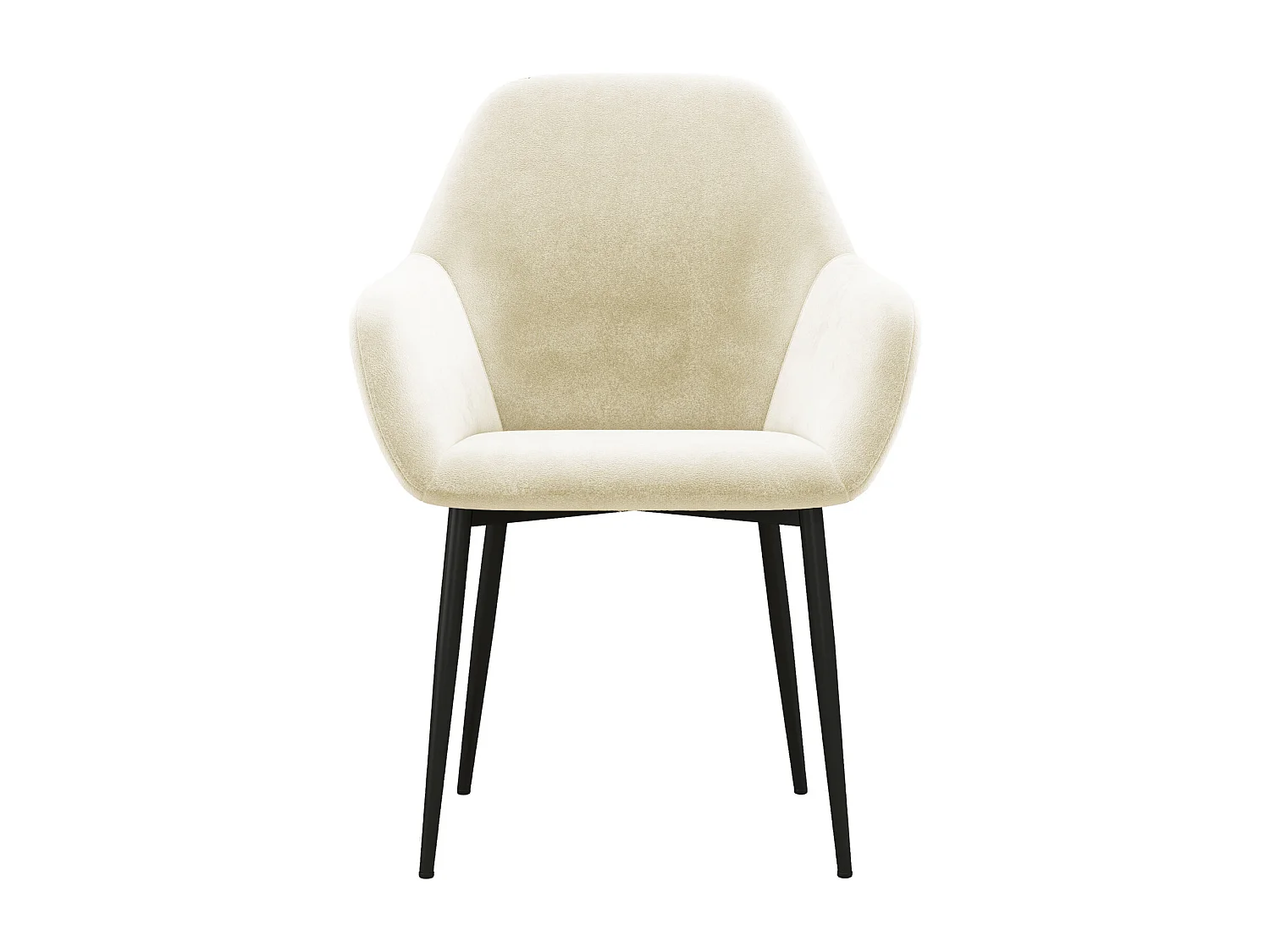 GABIN-Fauteuil de table en Velours Vanille et métal noir (x2)