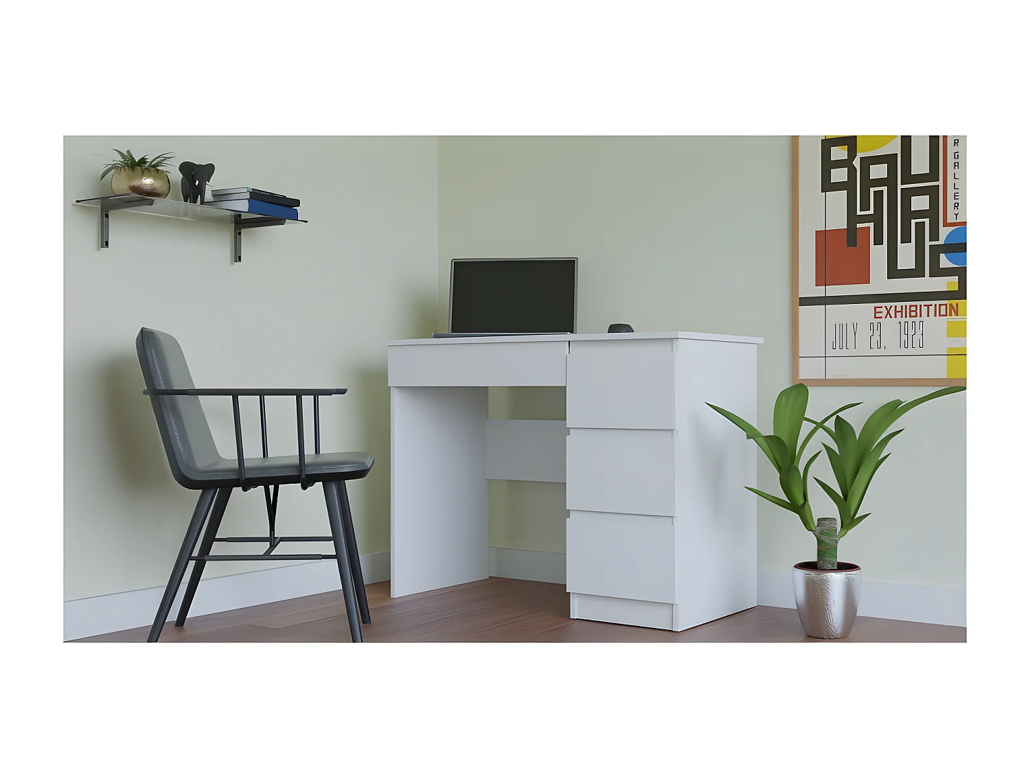 MESO - Scrivania dritta moderna per ufficio/camera da letto della gioventù - 98x51x76 cm - 4 cassetti