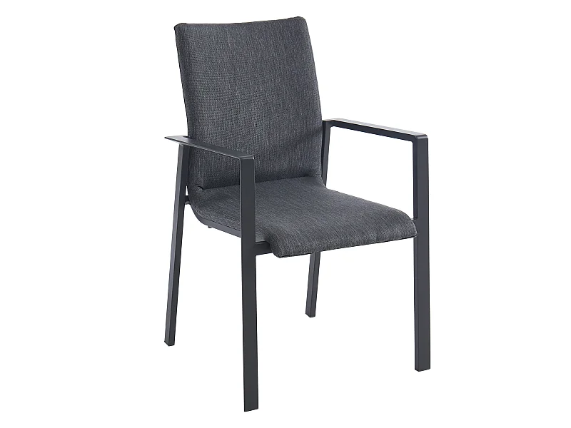 Sillón de jardín apilable de aluminio y textileno - Gris - GULIANE