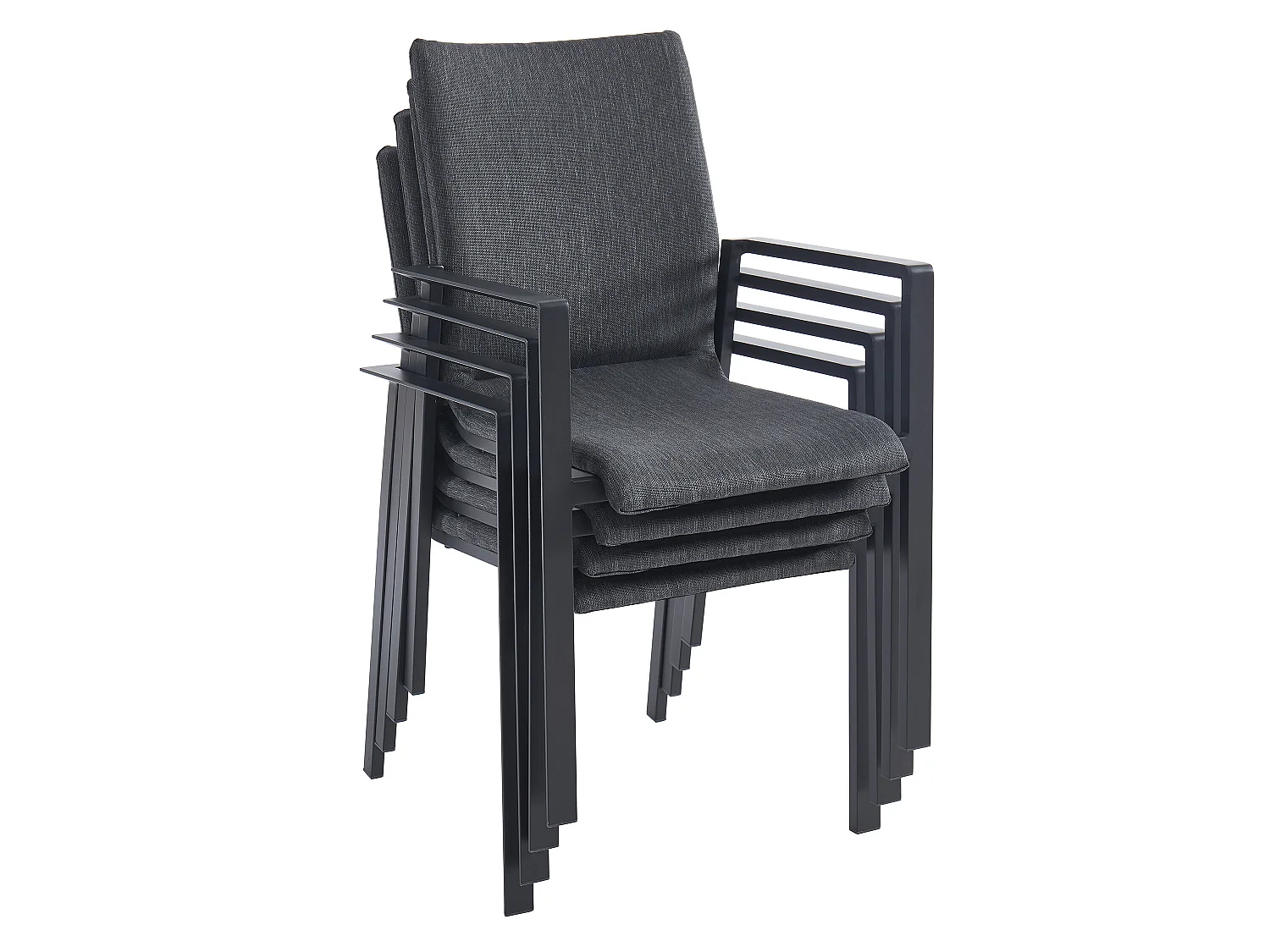 Fauteuil de jardin empilable en aluminium et textilène - Gris - GULIANE de MYLIA