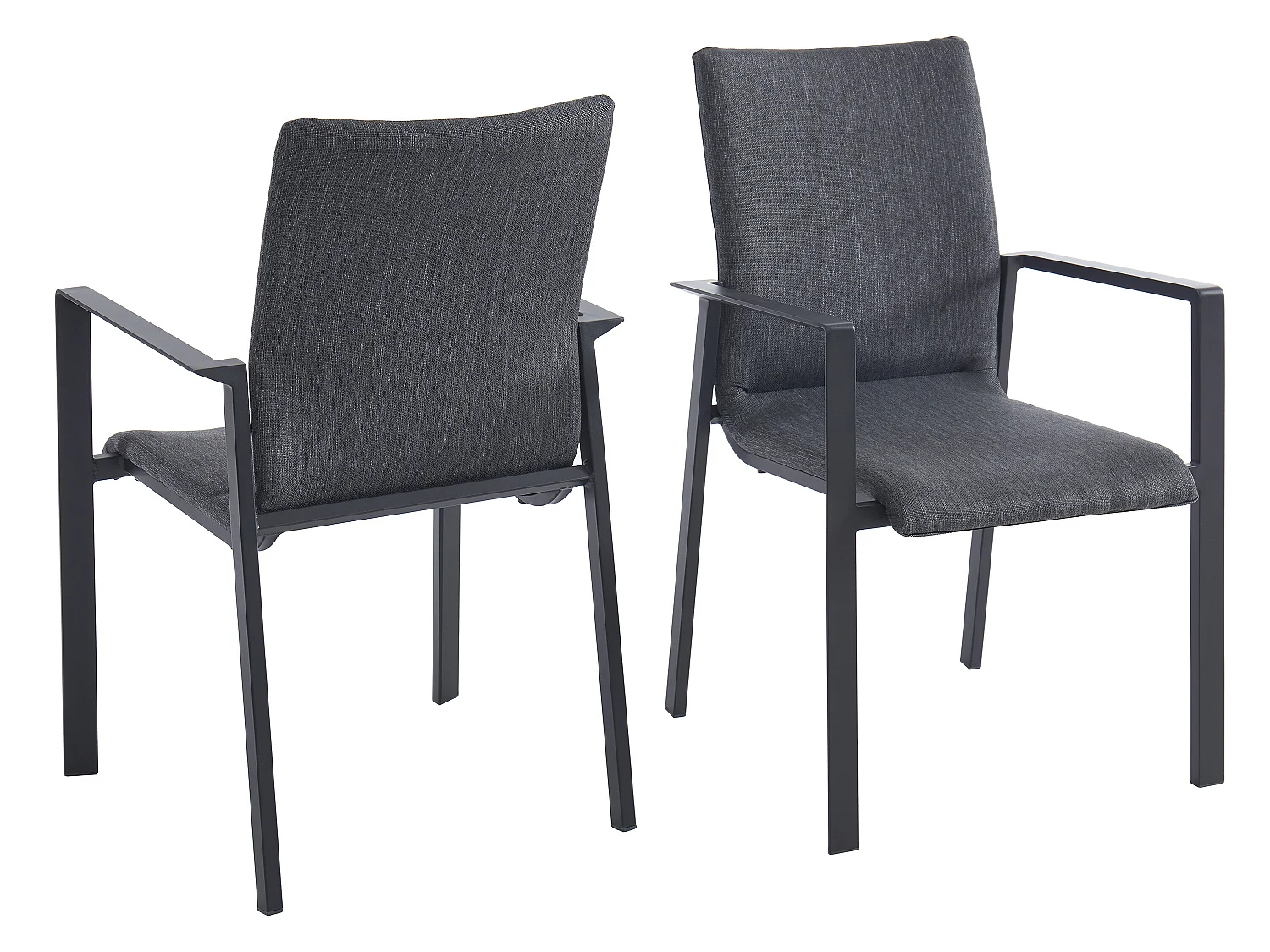 Fauteuil de jardin empilable en aluminium et textilène - Gris - GULIANE de MYLIA
