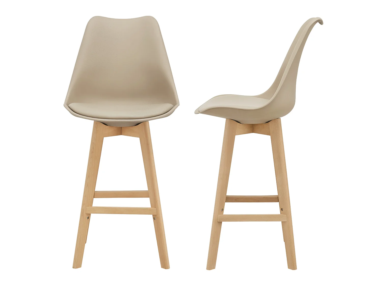 Lot de 2 Tabourets de Bar Lublin Simili Hêtre 105 x 48 x 58 cm Beige [en.casa]