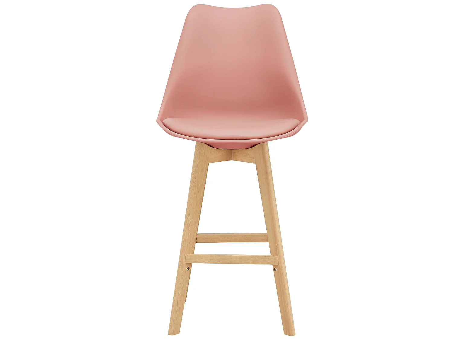 Lot de 4 Tabourets de Bar Lublin Plastique Simili Hêtre 105 x 48 x 58 cm Rose [en.casa]