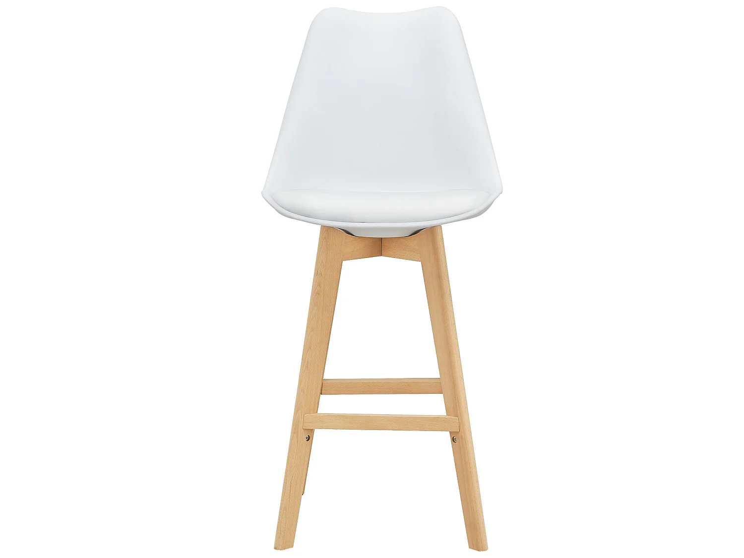 Lot de 4 Tabourets de Bar Lublin Plastique Simili Hêtre 105 x 48 x 58 cm Blanc [en.casa]