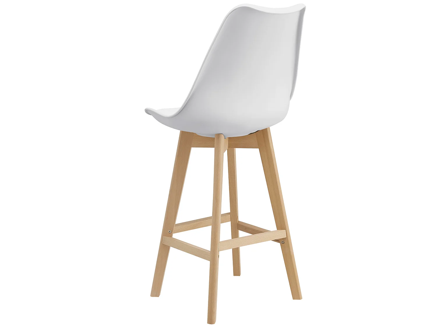 Lot de 4 Tabourets de Bar Lublin Plastique Simili Hêtre 105 x 48 x 58 cm Blanc [en.casa]