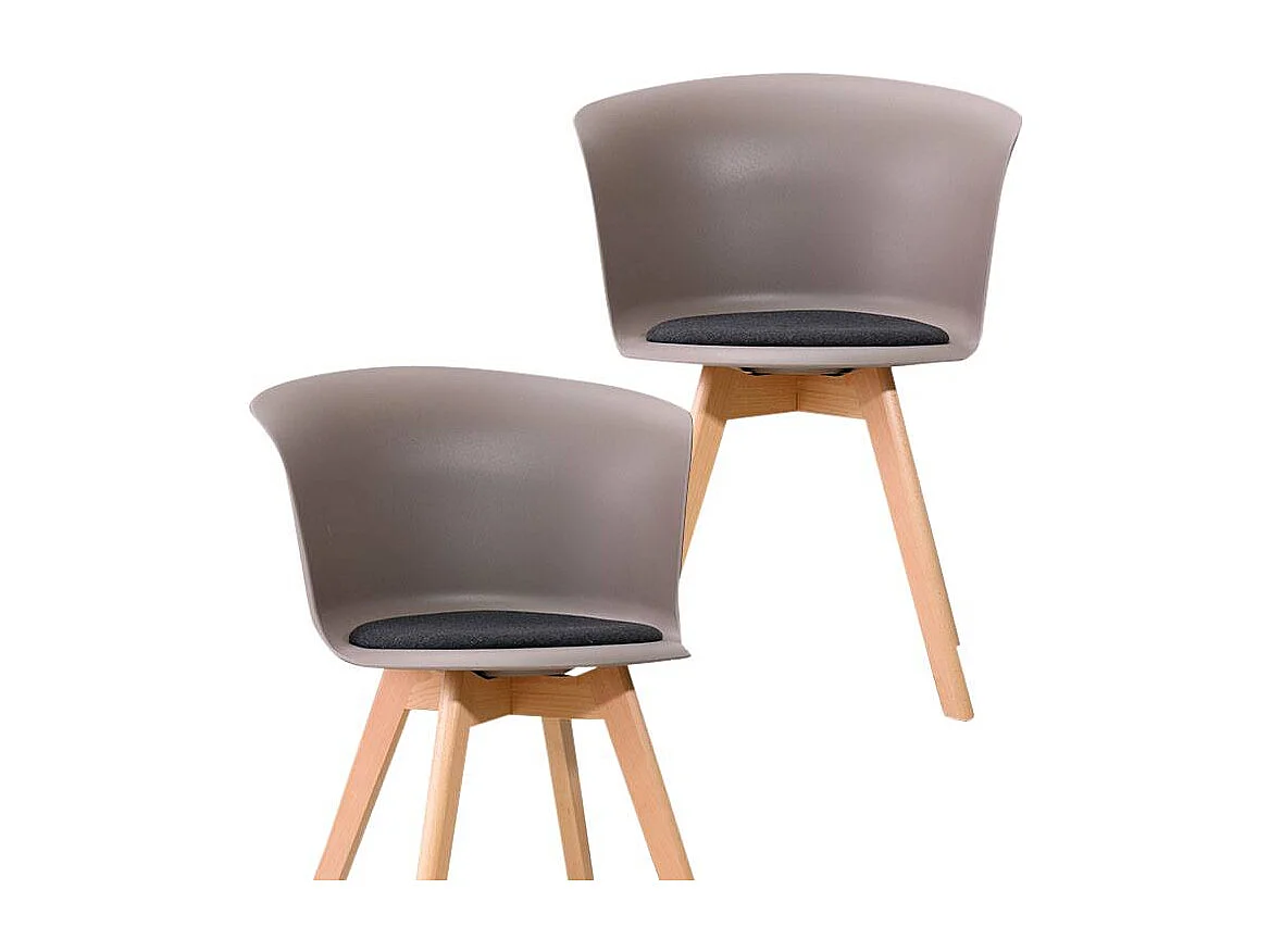 Chaise taupe avec coussin noir Blandine (lot de 2)