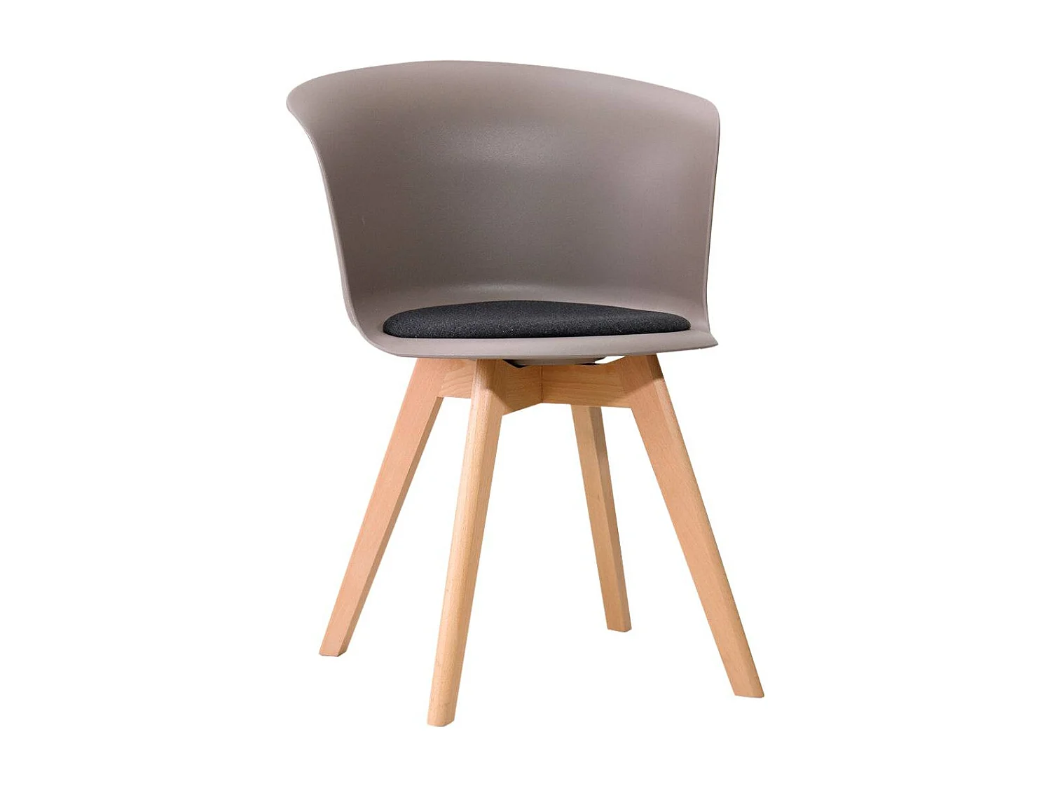 Chaise taupe avec coussin noir Blandine (lot de 2)