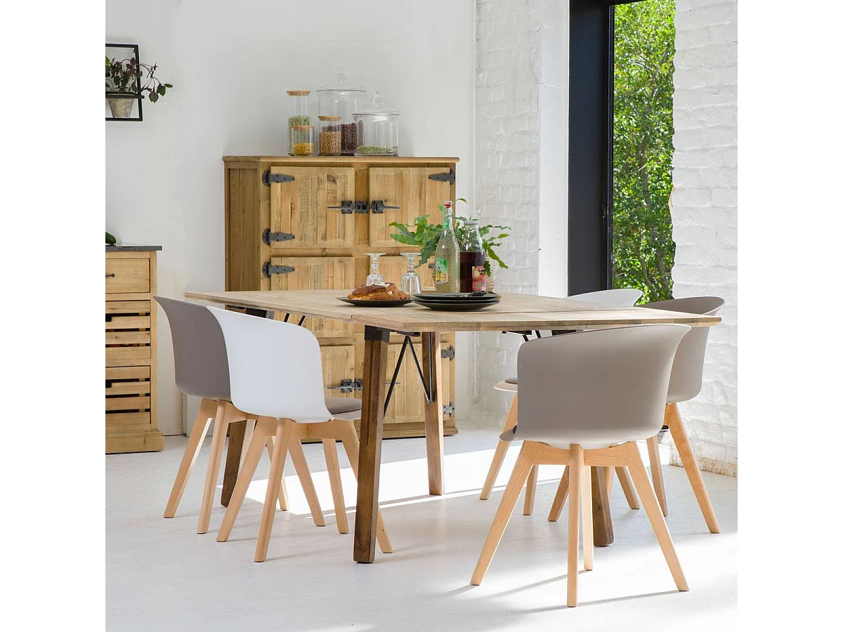 Chaise taupe avec coussin noir Blandine (lot de 2)