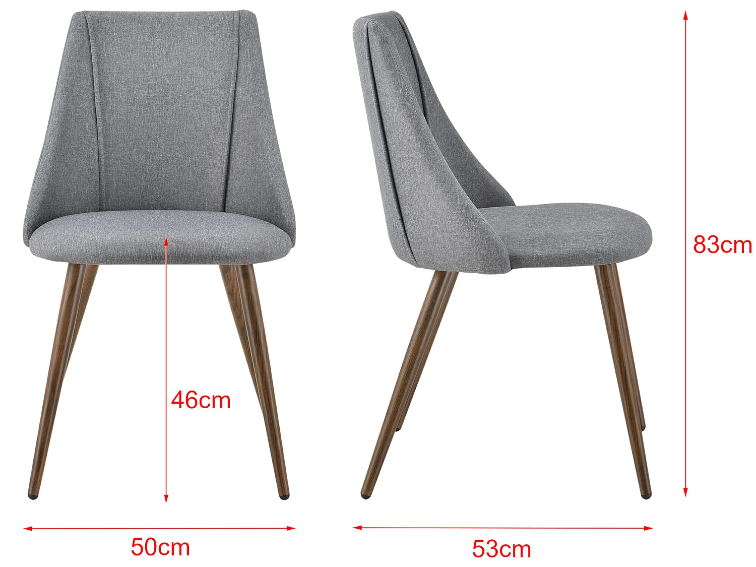 Lot de 2 Chaises de Salle à Manger Danzig Textile Métal 83x50x53 cm Gris Foncé [en.casa]