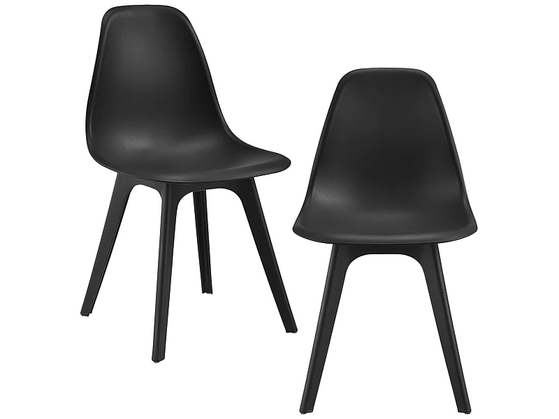 Set de 2 Chaises Brevik Plastique 83 x 54 x 48 cm Noir [en.casa]