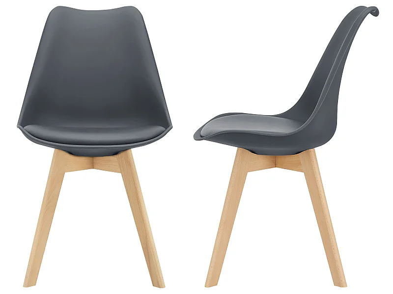 Lot de 2 Chaises de Salle à Manger Dubrovnik Simili Hêtre Gris [en.casa]