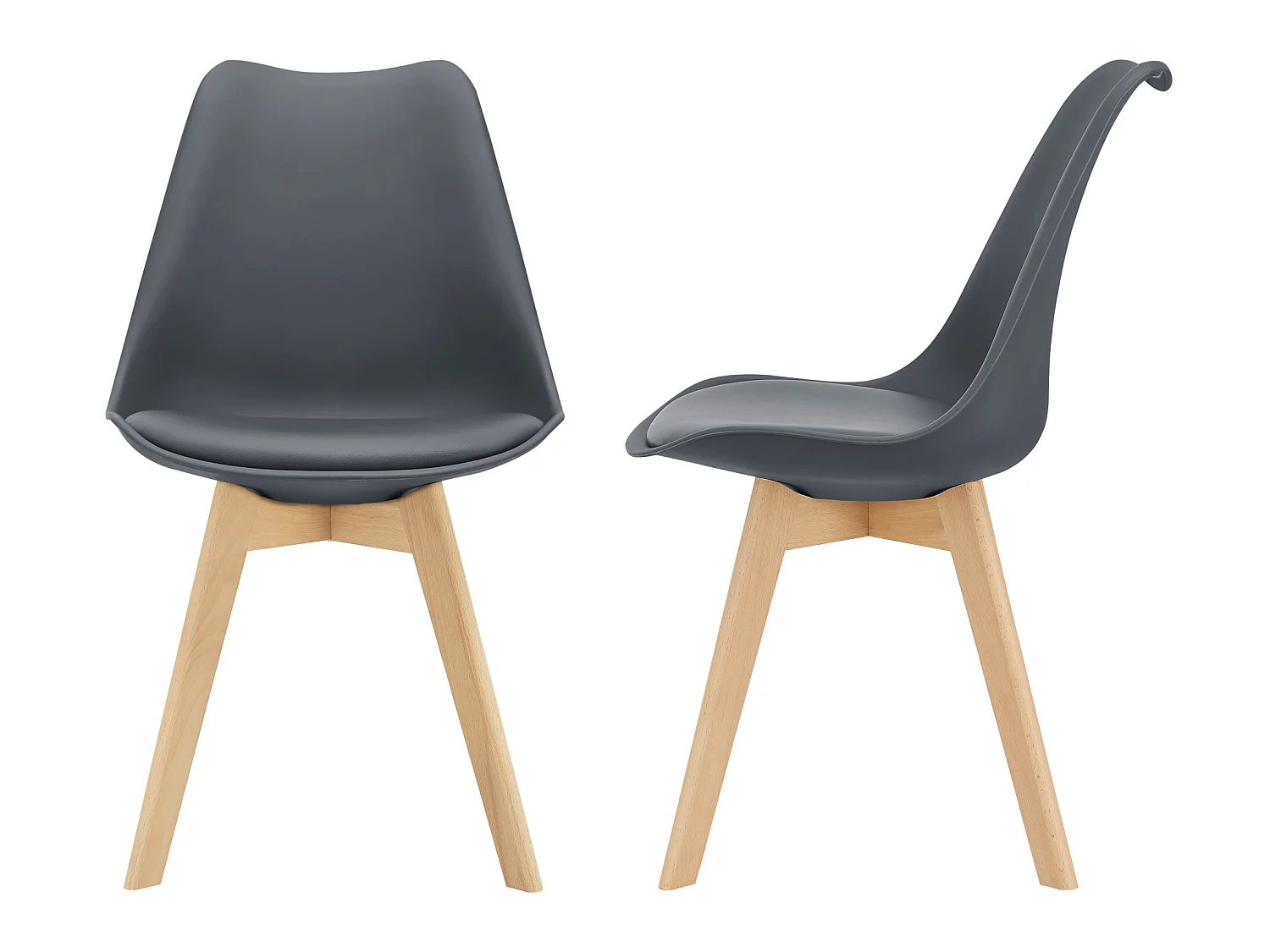 Lot de 2 Chaises de Salle à Manger Dubrovnik Simili Hêtre Gris [en.casa]