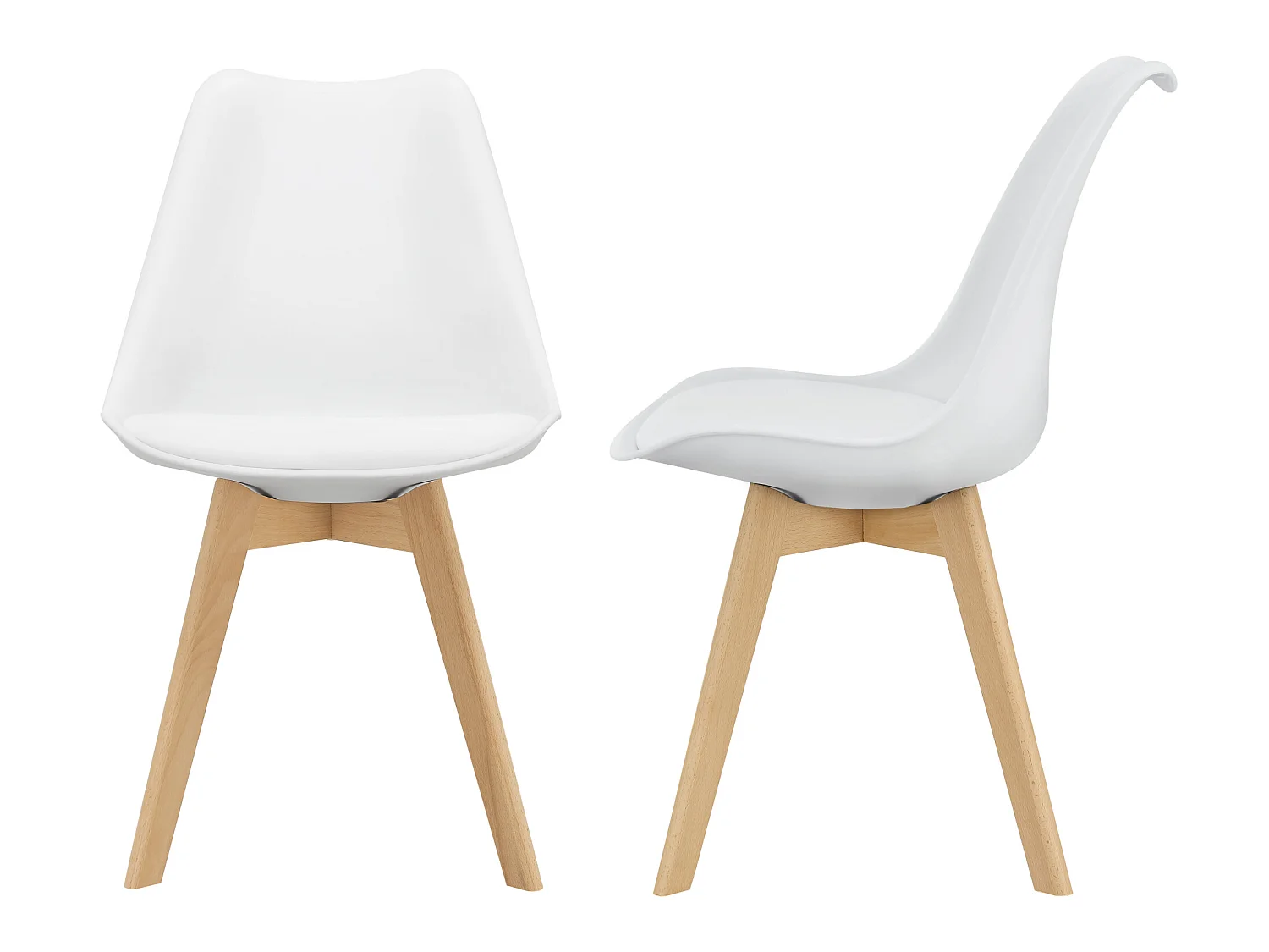 Lot de 2 Chaises de Salle à Manger Dubrovnik Simili Hêtre Blanc [en.casa]