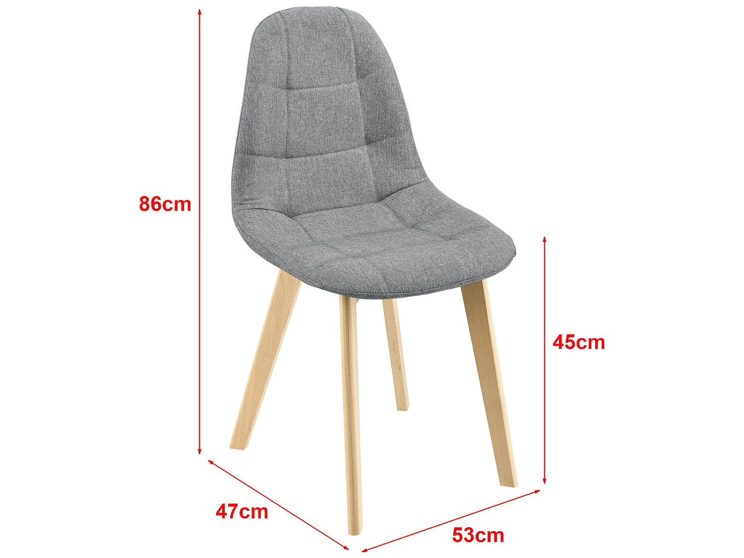 Lot de 4 Chaises de Salle à Manger Kopparberg 86 x 53 x 47 cm Gris Clair [en.casa]