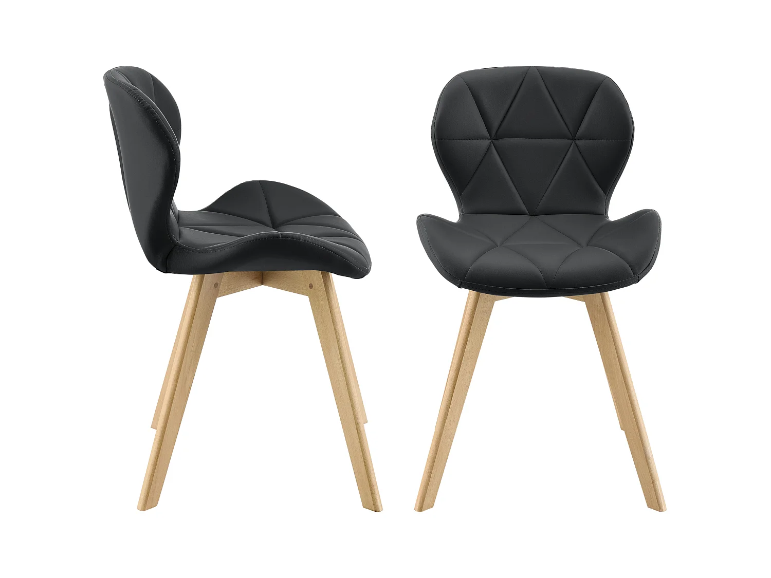 Lot de 2 Chaises Älmhult Similicuir 78 x 47 x 52 cm Noir [en.casa]